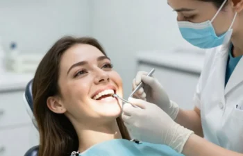 Dentist performing cosmetic teeth cleaning for bright smile results
